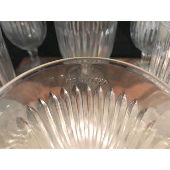 KIG Indonesia Stemware: set of 6 Goblets Art Deco w Striking Vertical Lines - Picture 5 of 5